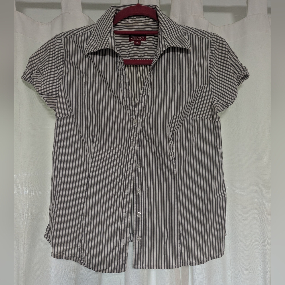 Merona | Black and White Striped Button-Down Shirt
